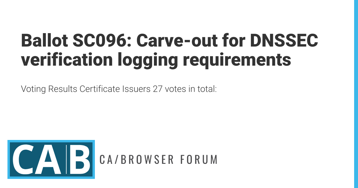 Ballot SC096: Carve-out for DNSSEC verification logging requirements ...